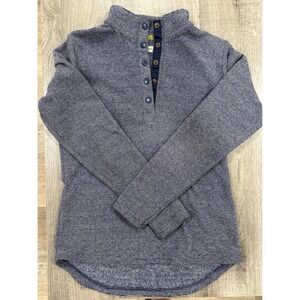 Magellan Outdoors Womens Navy White Textured Knit Quarter Snap Pullover Small